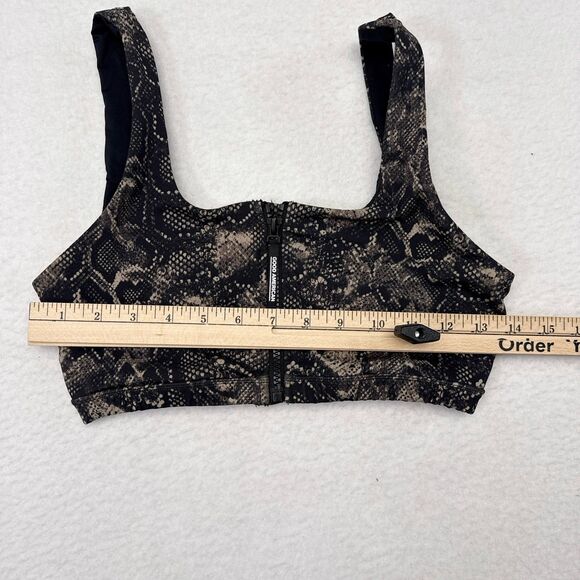 Good American Sports Bra Size 2 Snakeskin Halter Front Zip‎ Performance Gym - Picture 5 of 6